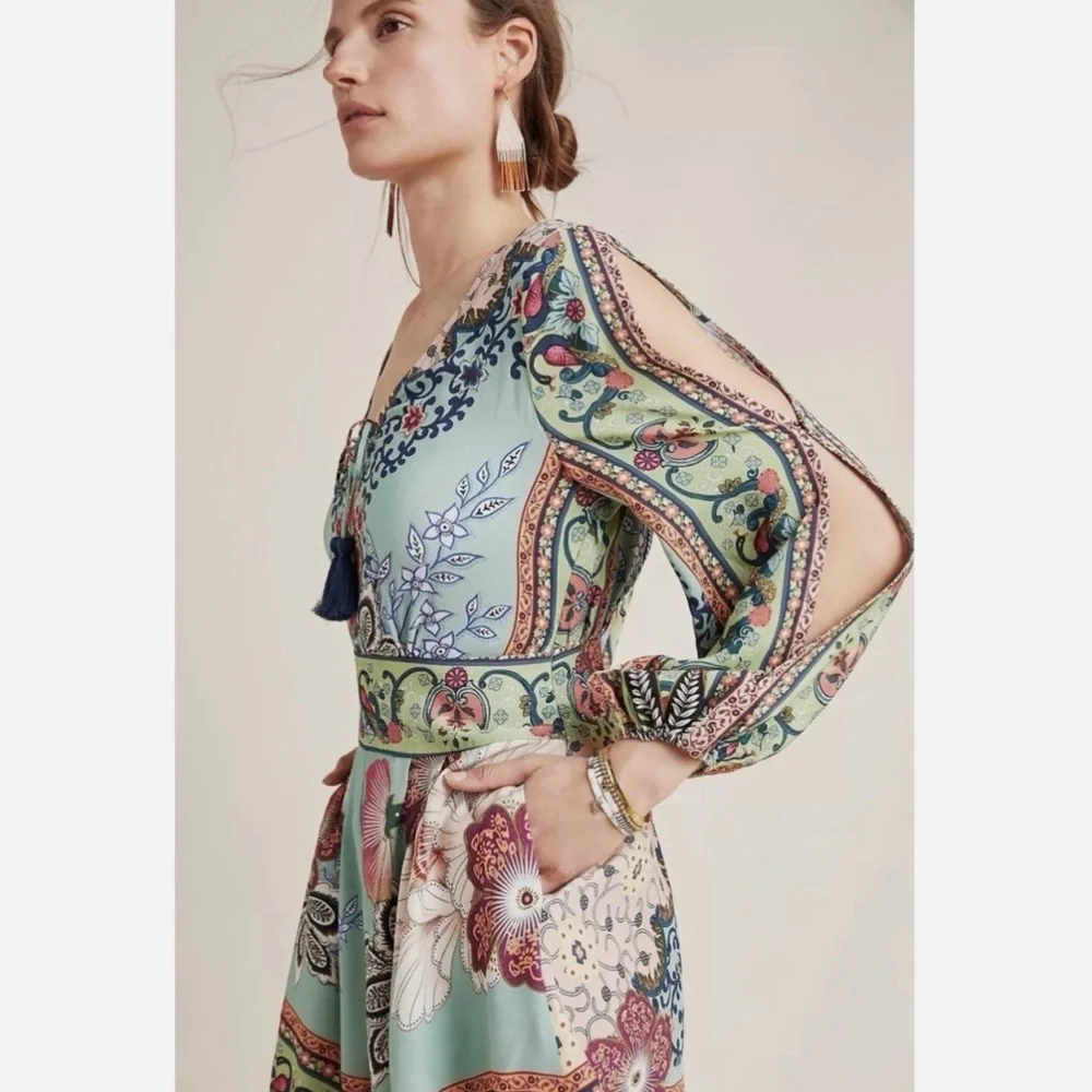 Farm Rio for Anthropologie Bohemian Caversham Floral Print Romper - Picture 2 of 12